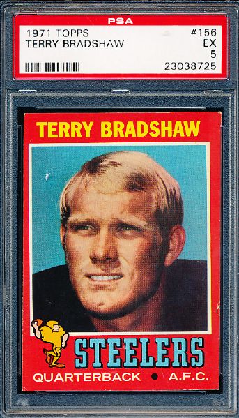 1971 Topps Fb- #156 Terry Bradshaw, Steelers- Rookie! – PSA Ex 5
