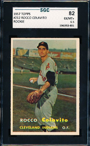 1957 Topps Baseball- #212 Rocky Colavito RC- SGC 82 (Ex/Mt+ 6.5)