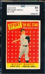 1958 Topps Baseball- #487 Mickey Mantle All Star- SGC 84 (NM 7)