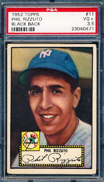 1952 Topps Baseball- #11 Phil Rizzuto, Yankees- PSA Vg+ 3.5