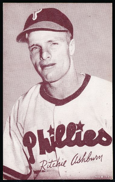 1947-66 Bb Exhibits- Ritchie Ashburn, Phillies- First Name Incorrect- 2 Cards