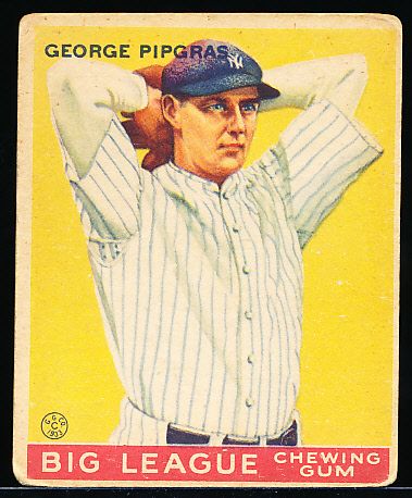 1933 Goudey Baseball- #12 George Pipgras, Yankees
