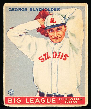 1933 Goudey Baseball- #16 George Blaeholder, Browns