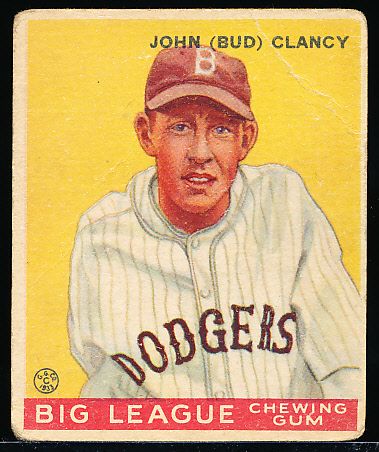 1933 Goudey Baseball- #32 Bud Clancy, Dodgers