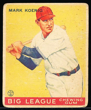 1933 Goudey Baseball- #39 Mark Koenig, Cubs