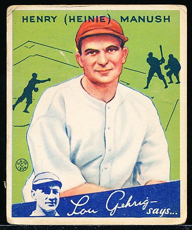 1934 Goudey Baseball- #18 Heine Manush, Washington