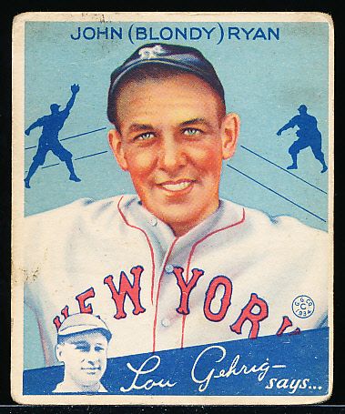 1934 Goudey Baseball- #32 Blondy Ryan, Giants
