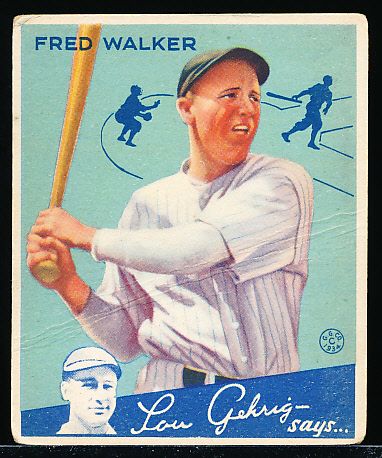 1934 Goudey Baseball- #39 Fred Walker, Yankees