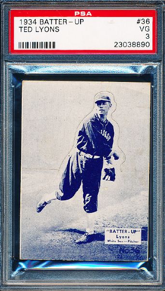 1934 Batter Up Bb- #36 Ted Lyons, White Sox- PSA Vg 3