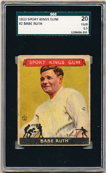 1933 Sport Kings- #2 Babe Ruth- SGC 20 (Fair 1.5)