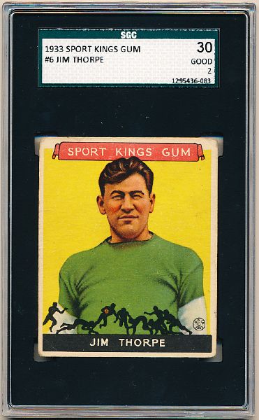 1933 Sport Kings- #6 Jim Thorpe, Football- SGC 30 (Good 2)