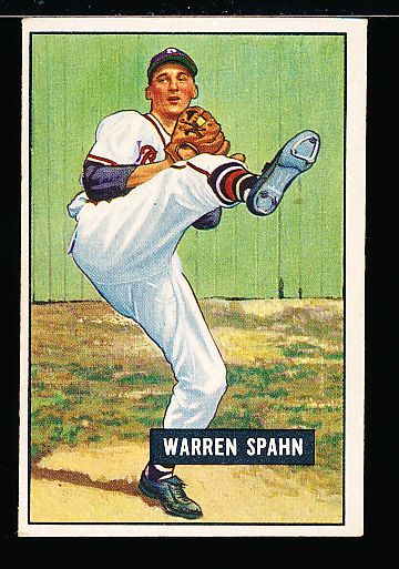 1951 Bowman Bb- #134 Warren Spahn, Braves