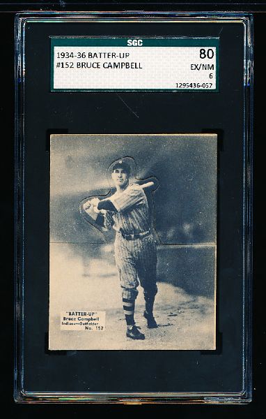 1934-36 Batter Up Baseball- #152 Bruce Campbell, Indians- SGC 80 (Ex/Nm 6)