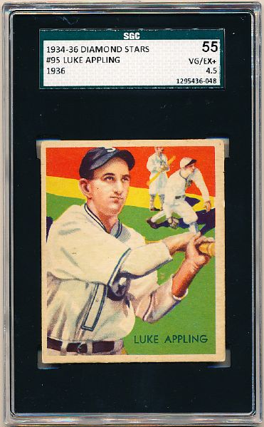 1934-36 Diamond Kings Bb- #95 Luke Appling, White Sox- Hi#- SGC 55 (Vg-Ex+ 4.5)