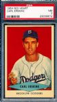 1954 Red Heart Baseball- Carl Erskine, Dodgers- PSA NM 7