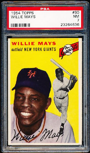 1954 Topps Baseball- #90 Willie Mays, Giants- PSA NM 7 