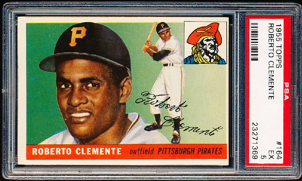 1955 Topps Baseball- #164 Roberto Clemente- PSA Ex 5 