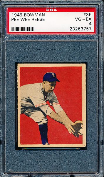 1949 Bowman Bb- #36 Pee Wee Reese, Dodgers- PSA Vg-Ex 4.