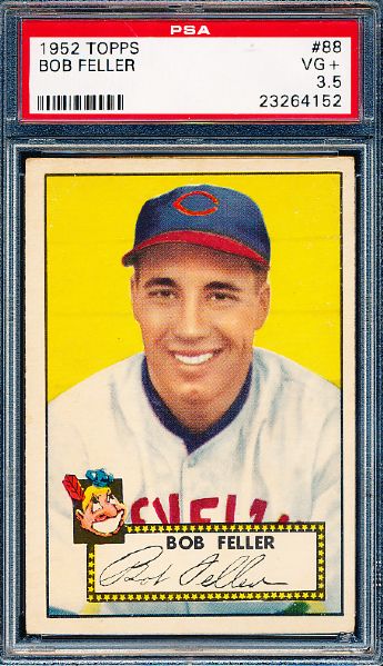 1952 Topps Baseball- #88 Bob Feller, Indians- PSA VG+ 3.5 