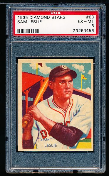 1935 Diamond Stars Baseball- #68 Sam Leslie, Brooklyn- PSA Ex-Mt 6 