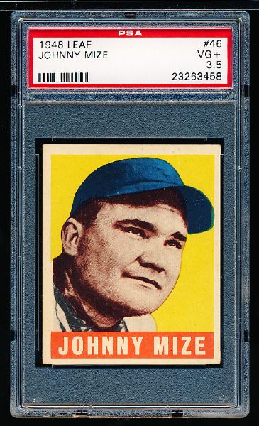 1948/49 Leaf Baseball- #46 Johnny Mize, Giants- PSA Vg+ 3.5