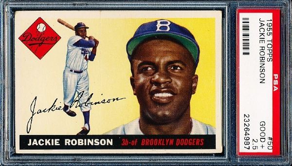 1955 Topps Baseball- #50 Jackie Robinson, Dodgers- PSA Good + 2.5