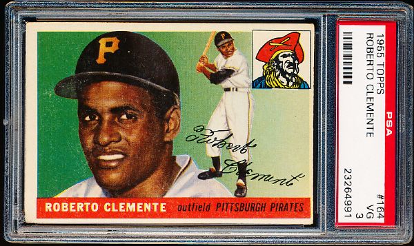1955 Topps Baseball- #164 Roberto Clemente, Pirates- PSA Vg 3 