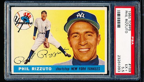 1955 Topps Baseball- #189 Phil Rizzuto, Yankees- PSA Ex+ 5.5