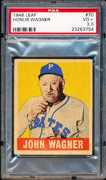 1948/49 Leaf Baseball- #70 Honus Wagner, Pirates- PSA VG+ 3.5 