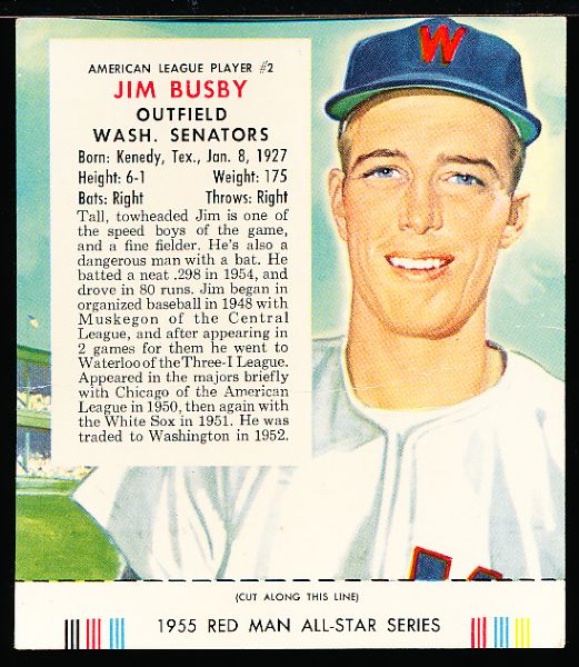 1955 Red Man Bb- With Tab- #AL2 Jim Busby, Wash