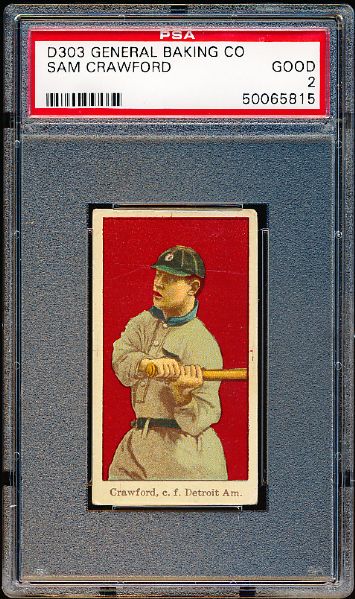 1915 General Baking Co. D303- Sam Crawford, Detroit- PSA Good 2 – ONLY ONE EVER GRADED BY PSA!