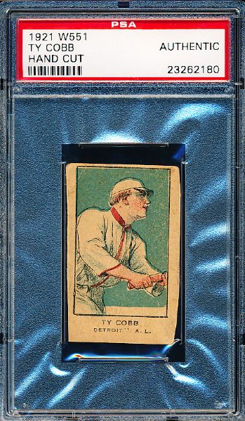 1921 W551- Ty Cobb- PSA Authentic- Hand Cut