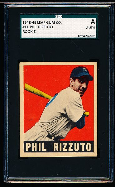 1948/49 Leaf Baseball- #11 Phil Rizzuto, Yankees RC- SGC A (Authentic)
