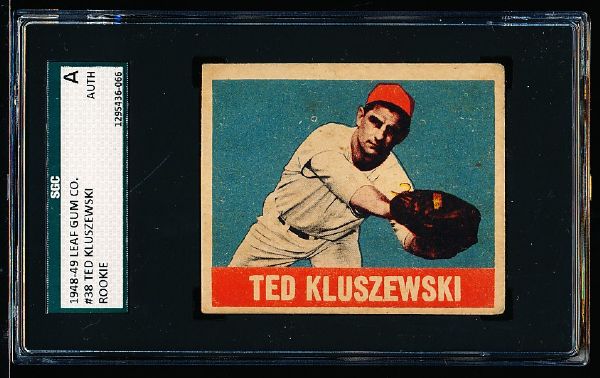 1948/49 Leaf Baseball- # 38 Ted Kluszewski RC- SGC A (Authentic)