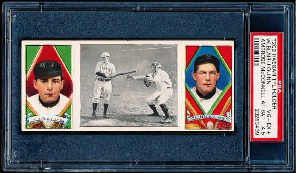 1912 T202 Hassan Triple Folder- “Ambrose McConell at Bat”- Quinn/ Blair (Yankees) - PSA Vg-Ex+ 4.5 
