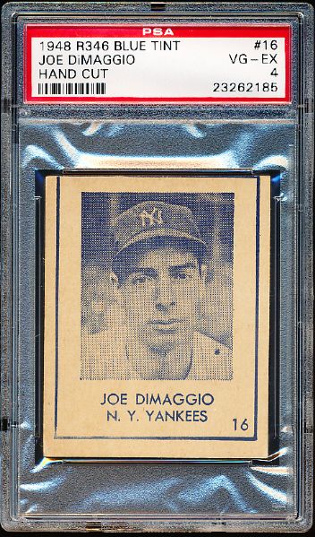 1948 R346 Blue Tint - #16 Joe DiMaggio- Hand Cut- PSA Vg-Ex 4 