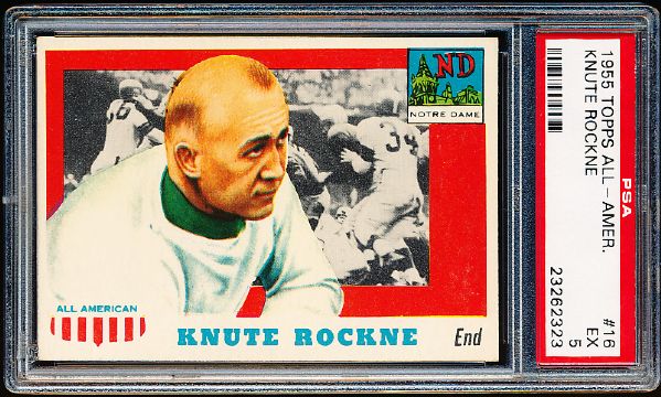 1955 Topps All American Fb- #16 Knute Rockne, Notre Dame- PSA Ex 5 