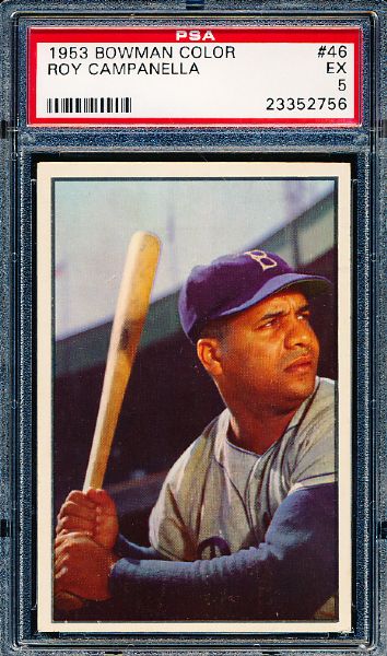 1953 Bowman Baseball Color- #46 Roy Campanella, Dodgers- PSA Ex 5 