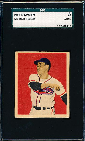 1949 Bowman Bb- #27 Bob Feller, Indians- SGC A (Auth)