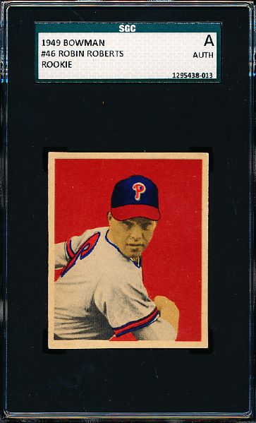 1949 Bowman Bb- #46 Robin Roberts, Philadelphia- SGC A (Auth)