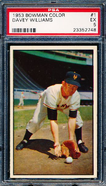 1953 Bowman Bb Color- #1 Davey Williams, Giants- PSA Ex 5 