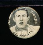 1910-12 P2 Sweet Caporal Baseball Pin- Jim Delehanty, Detroit Tigers