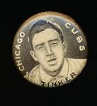 1910-12 P2 Sweet Caporal Baseball Pin- Joe Tinker, Cubs- Small Letters Version