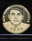 1910-12 P2 Sweet Caporal Baseball Pin- Russ Ford, NY Yankees- Small Letters Version
