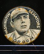 1910-12 P2 Sweet Caporal Baseball Pin- Bob Groom, Washington