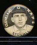 1910-12 P2 Sweet Caporal Baseball Pin- Stovall, Cleveland- Small Letters Version