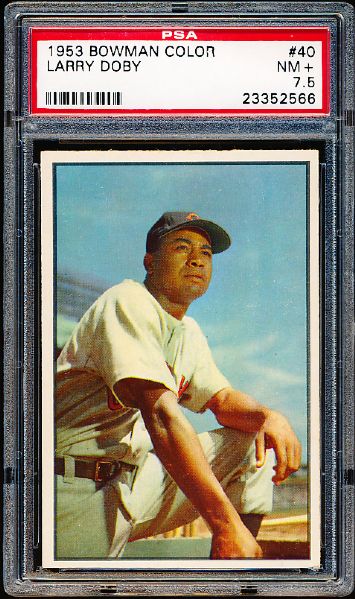 1953 Bowman Bb Color- #40 Larry Doby, Indians- PSA NM+ 7.5