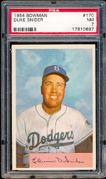 1954 Bowman Baseball- #170 Duke Snider, Dodgers- PSA NM 7 