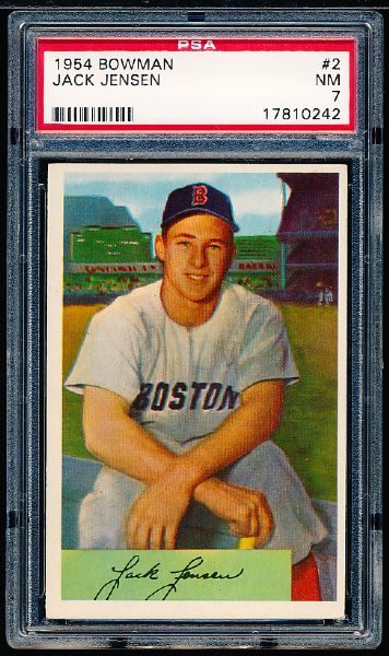 1954 Bowman Baseball- #2 Jackie Jensen, Red Sox- PSA NM 7 