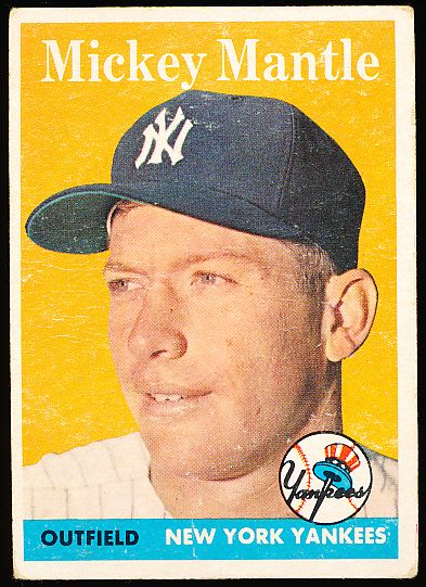 1958 Topps Bb- #150 Mickey Mantle, Yankees